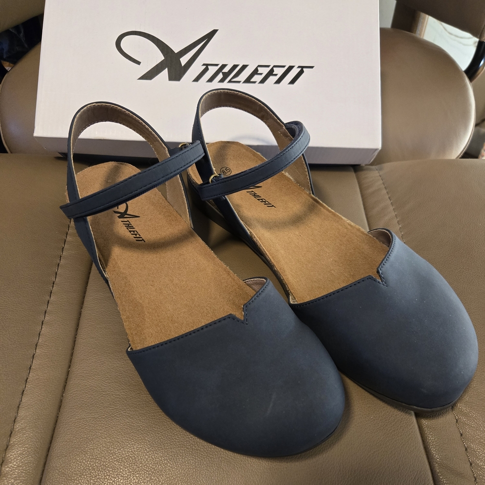 Athlefit Navy Sandals, Women's 8.5
